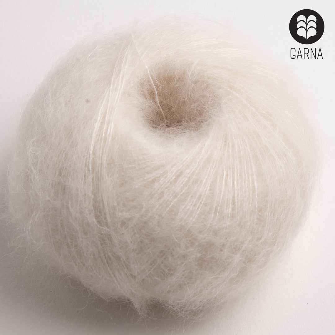 GARNA Cava Silk Mohair garn : 107 Natur hvid