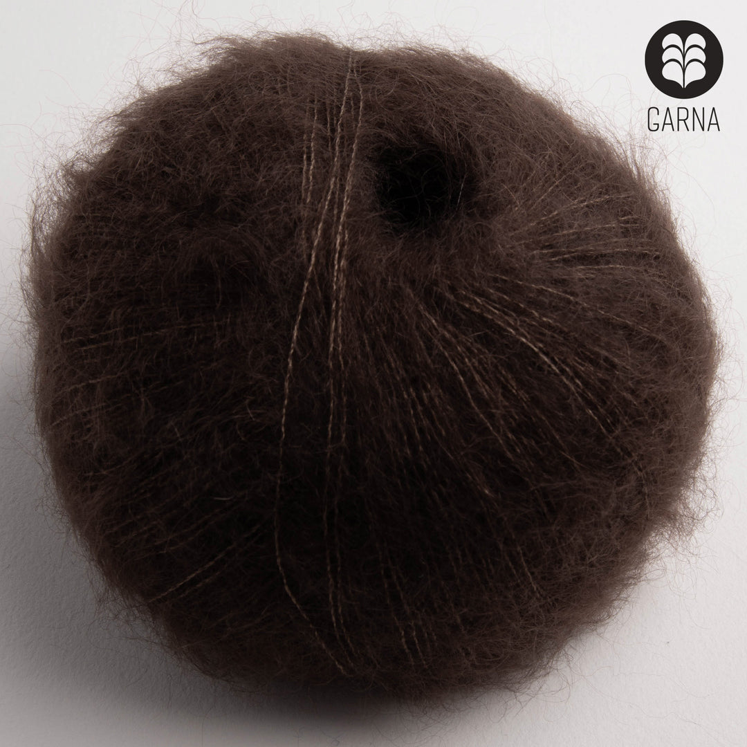 GARNA Cava Silk Mohair garn : 292 Mørkebrun