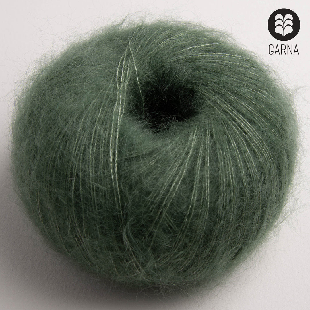 GARNA Cava Silk Mohair garn : 555 Støvet grøn