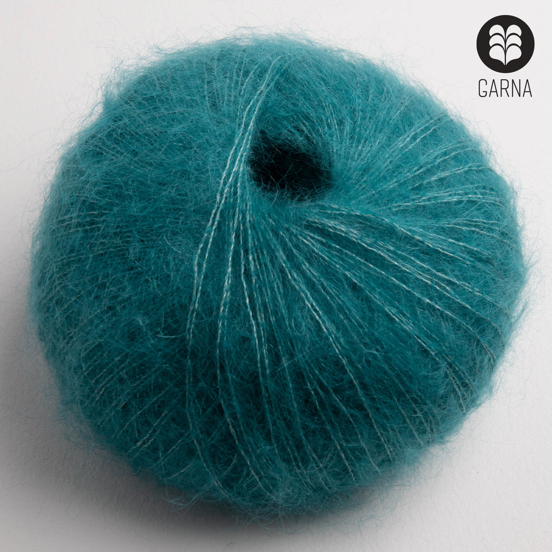 GARNA Cava Silk Mohair garn : 661 Mørk turkis