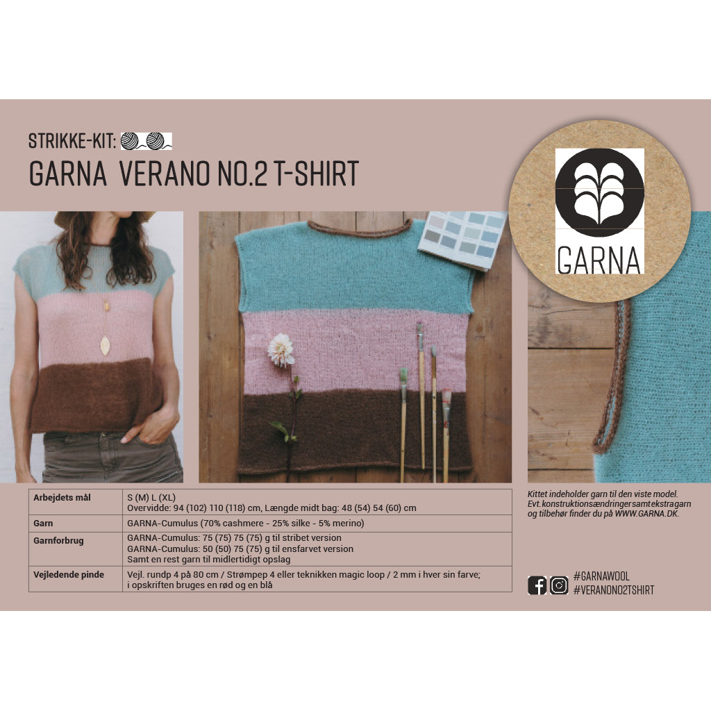 VERANO t-shirt No.2 (3 farver) - Strikkekit